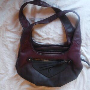 Simply Vera Wang Womens Faxu Leather Dark Black Plum Purple Womens Purse Hobo Ba